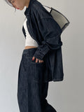 [Setup Available/Unisex] Colin Pintuck Overfit Denim Shirt Jacket