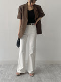 Kanna Linen 3 Button Overfit Half Jacket
