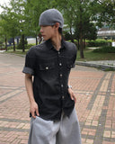 Leaf Snap Short Sleeve Denim Shirt
