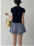 [Pants Lining!] Check Pumpkin Banding Mini Skirt