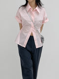 Poplin Two-Way Loose Fit Short Sleeve Shirt