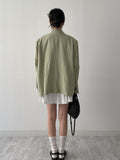 [summer] Rib pin tuck linen overfit jacket