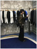Bones black embo flare denim pants