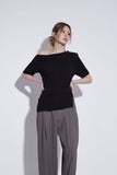 unbalance neck knit top