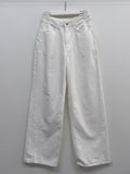 Curved Semi-Wide Cotton Pants