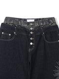 Deep indigo camo sagging denim pants