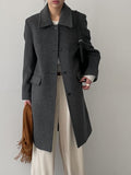 [Merino wool 90%] Stitched collar half coat