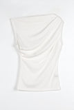 Unbalanced shirring sleeveless tee