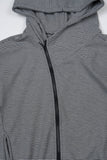 City stripe unbalance hood zip-up