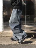 Crow crack curved denim pants