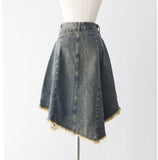 Reneck denim unbalance skirt