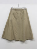 Two-pin tuck cotton flare skirt