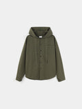 Micro check hood shirt