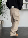 Cotton stitch wide work pants