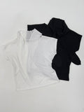 Pleated Tie-neck Short Sleeve T-shirt