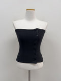 Button Ribbed Layered Tube Top