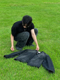 Double knee stitch vintage black denim