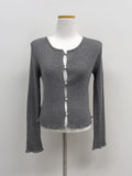 Ella Ribbed Frill Knit Cardigan