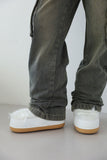 Washed fold cargo denim