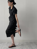 [Short sleeve ver.] Loke Wrap Shirring Shirt