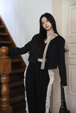 V-neck slim tweed jacket