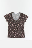 Flower Sheer Button T-shirt