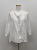 Frill V-neck Three Quarter Blouse