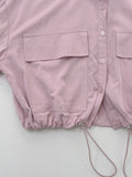 Two Pocket String Crop Shirt