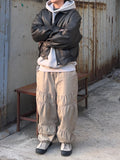 Wave shirring brushed padded pants