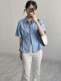 [short-sleeve ver] Ribbon Poplin Loose Fit Shirt