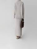 Ribbed Turtleneck Knit Setup Skirt