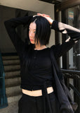 STRAP TIE BUTTON CARDIGAN