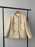 Pocket Fringe Half Tweed Jacket