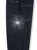 Deep indigo camo sagging denim pants
