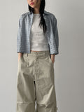 Tartan Check Three Quarter Crop Shirt