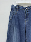 [unisex] Two tuck balloon wide denim pants