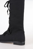 Lace tie long boots