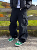 Venti semi-wide denim cargo pants
