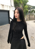 STRING HOLE SHIRRING TEE
