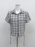 Tartan Check Shirring Short Sleeve Shirt