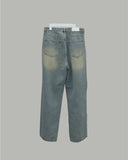 Sand one-tuck denim pants