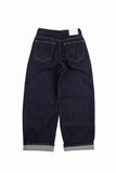 Non-fade slub low denim pants