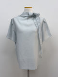 Pleated Tie Short Sleeve Blouse