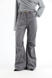 Back button pin tuck bootcut slacks