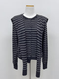 [Shawl SET] Striped Round Knit Cardigan