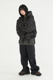 Incision snap cover wide denim pants