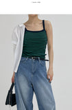 Color Matching Stripe Ribbed Sleeveless