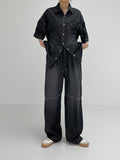 [unisex] Dart Washing Banding Long Denim Pants