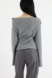 Clio wrap diagonal knit top