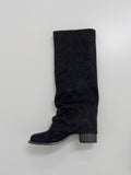 Suede Shirring Fold Long Boots